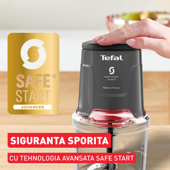 Tocator Tefal Easy Press MQ740HF0, 500W, 4 lame Powelix, recipient de 500 ml, tehnologie Safe Start, gri & rosu [5]