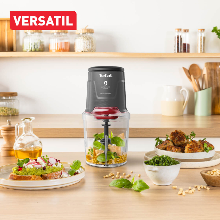 Tocator Tefal Easy Press MQ740HF0, 500W, 4 lame Powelix, recipient de 500 ml, tehnologie Safe Start, gri & rosu [7]