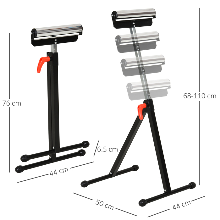  trepied cu Role si Inaltime Reglabila din Metal, Design Pliabil care Economiseste Spatiu cu Rulmenti cu Bila, 44x50x68-110 cm, Negru si Argintiu [3]