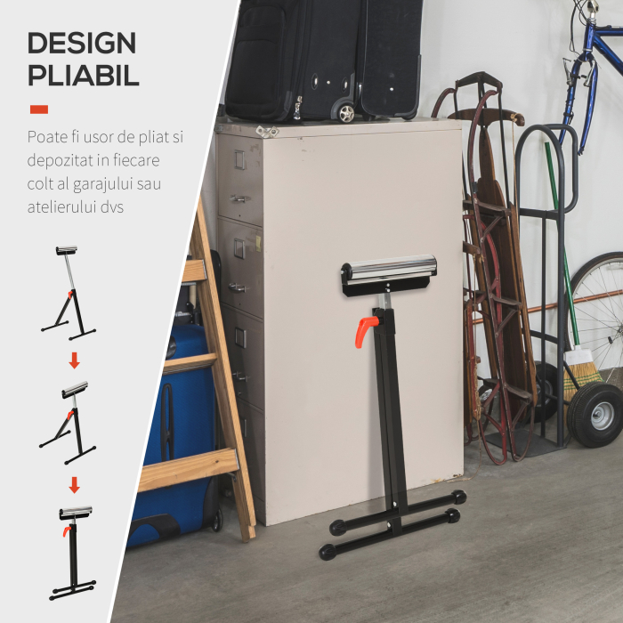  trepied cu Role si Inaltime Reglabila din Metal, Design Pliabil care Economiseste Spatiu cu Rulmenti cu Bila, 44x50x68-110 cm, Negru si Argintiu [6]