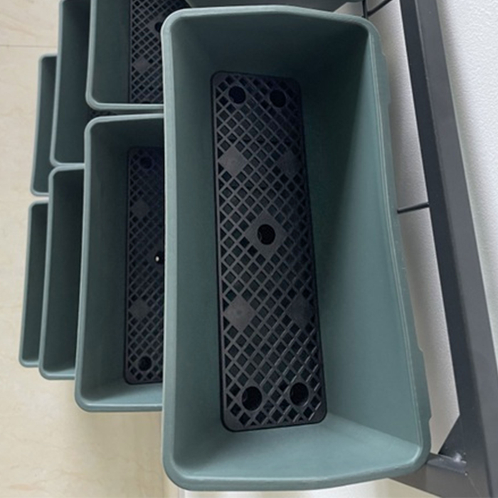  Trepte pentru Plante, 8 Ghivece Stivuibile, Rezistente la Intemperii, 52,5 x 14 x 90 cm, Gri + Negru [8]