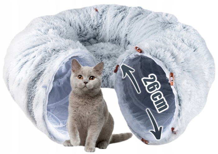 Tunel joaca pisici plus transformabil in pat rotund, 85 cm, flexibil complet, gri [8]
