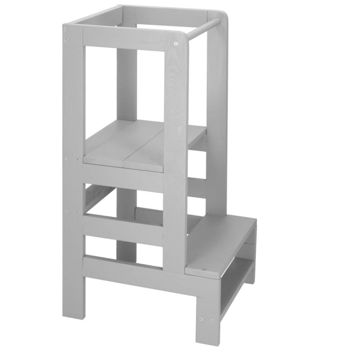 Turn de invatare inaltator multifunctional din lemn, platforma reglabila pe 3 inaltimi, 90x39x44 cm, gri [9]