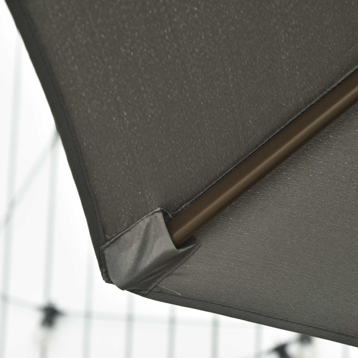  Umbrel de Gradina cu Manivela cu inclinare Reglabila, Umbrela cu Brat si Stinghii, Ø2.95x2.5 m, Gri [8]