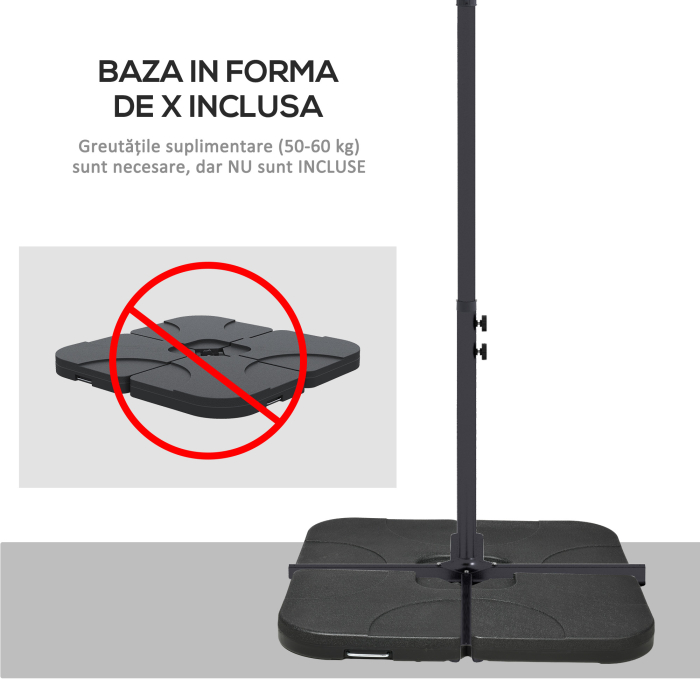  Umbrela Consola de 3 m cu Baza in Cruce [6]