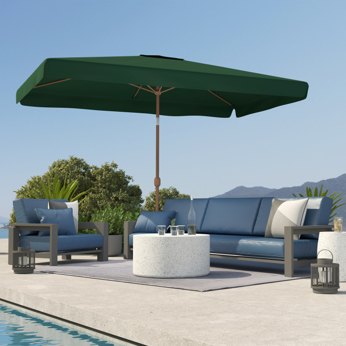  Umbrela de Gradina 2x3 m cu Deschidere cu Manivela, inclinabila si Anti-UV 50+, Verde [8]