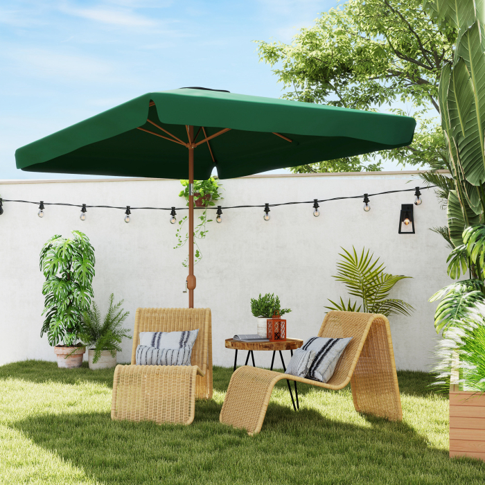  Umbrela de Gradina 2x3 m cu Deschidere cu Manivela, inclinabila si Anti-UV 50+, Verde [2]
