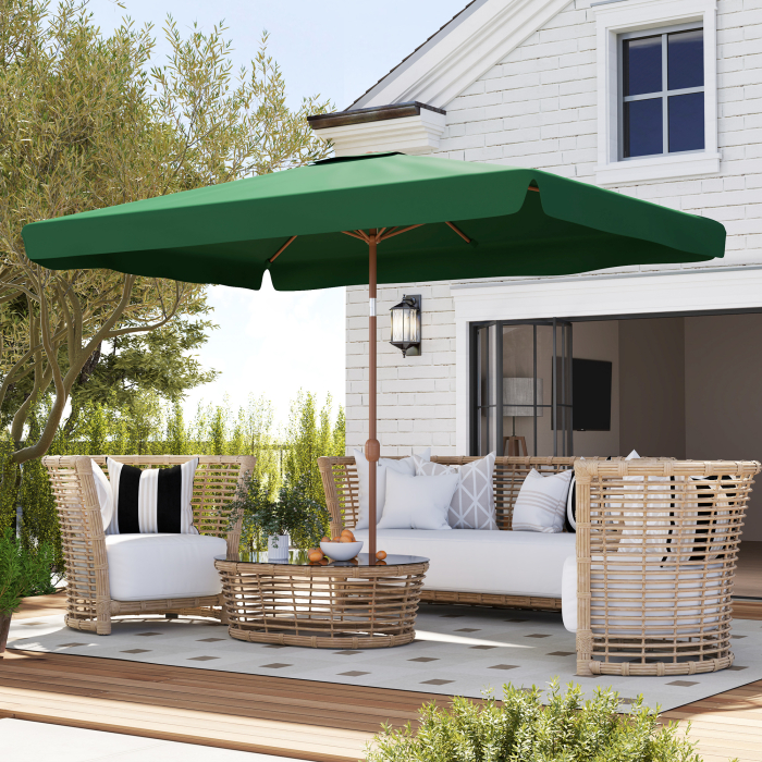  Umbrela de Gradina 2x3 m cu Deschidere cu Manivela, inclinabila si Anti-UV 50+, Verde [9]
