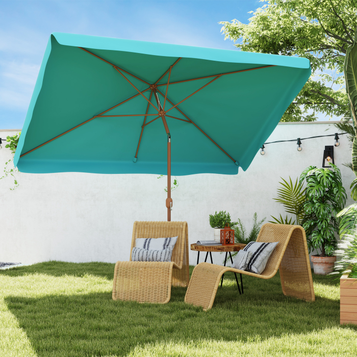  Umbrela de Gradina 2x3 m cu Manivela, Inclinabila si Anti-UV 50+, Turcoaz [2]
