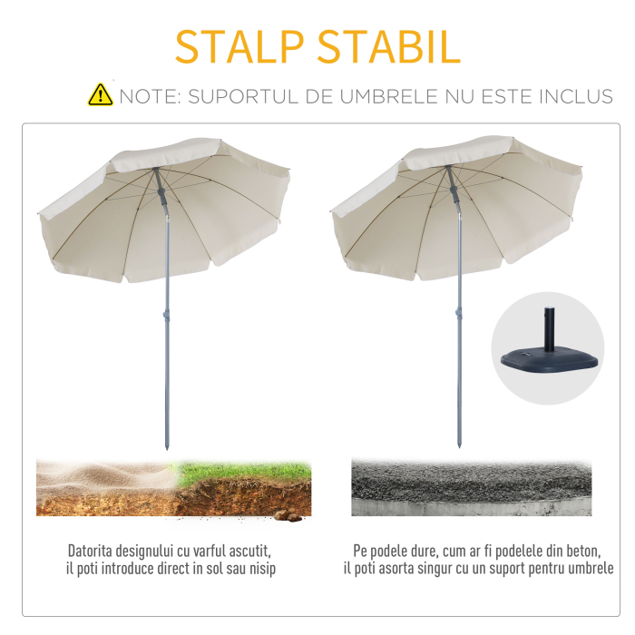  Umbrela de Gradina cu Acoperis Reglabil Φ220, Crem alb [7]
