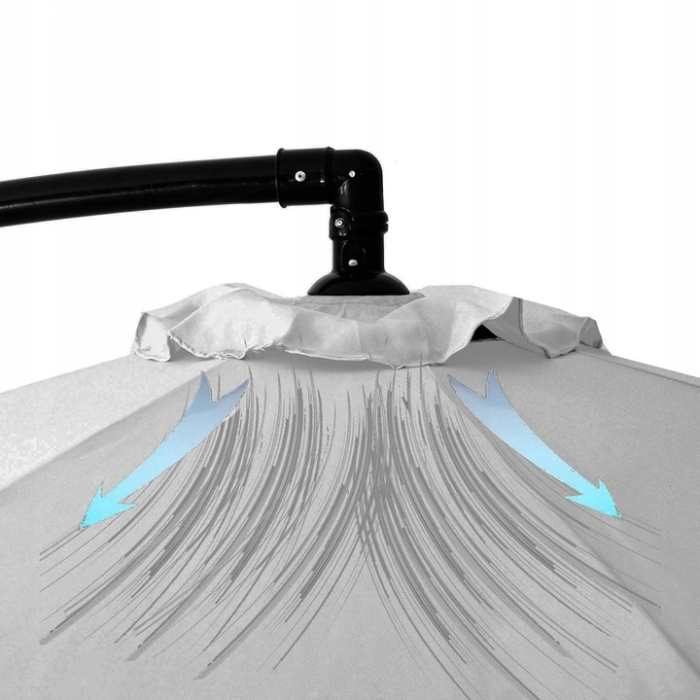 Umbrela de gradina cu brat lateral banana, cu husa, 300cm, gri deschis [12]