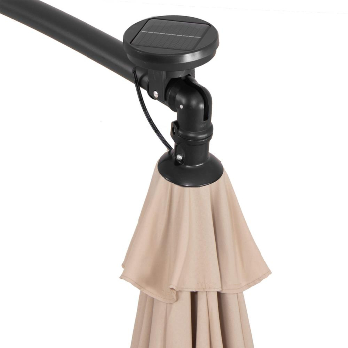 Umbrela gradina brat lateral tip banana cu iluminare LED solara, 32 LED-uri, protectie UPF 50+, husa inclusa, D300 cm, crem [8]