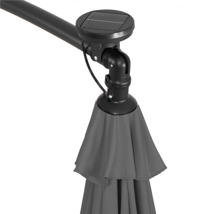 Umbrela gradina brat lateral tip banana cu iluminare LED solara, 32 LED-uri, protectie UPF 50+, husa inclusa, D300 cm, gri [9]