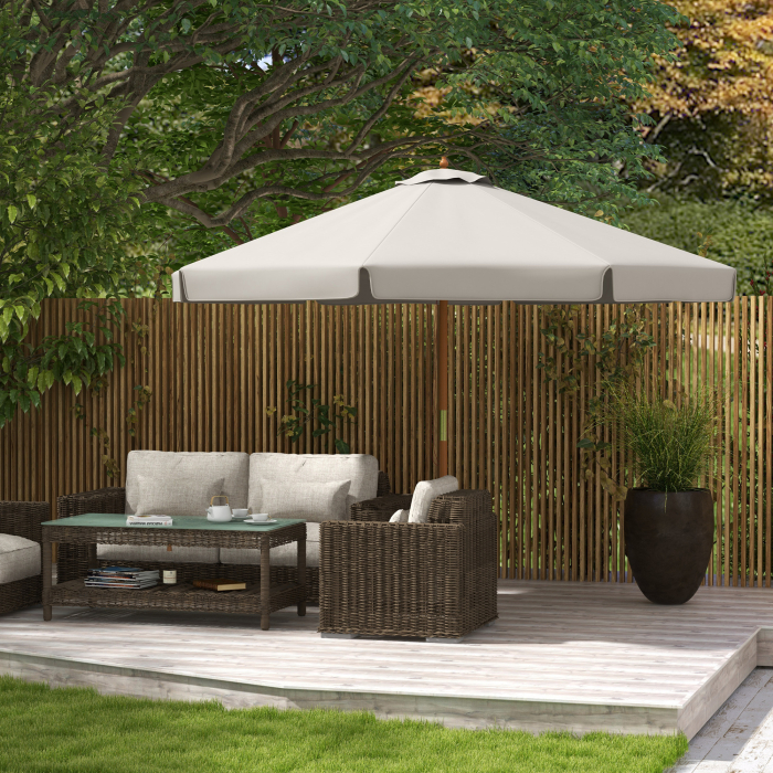 Umbrela de Gradina cu Corzi, Deschidere Reglabila si Orificii de Ventilatie, Ø325x250 cm, Gri [2]