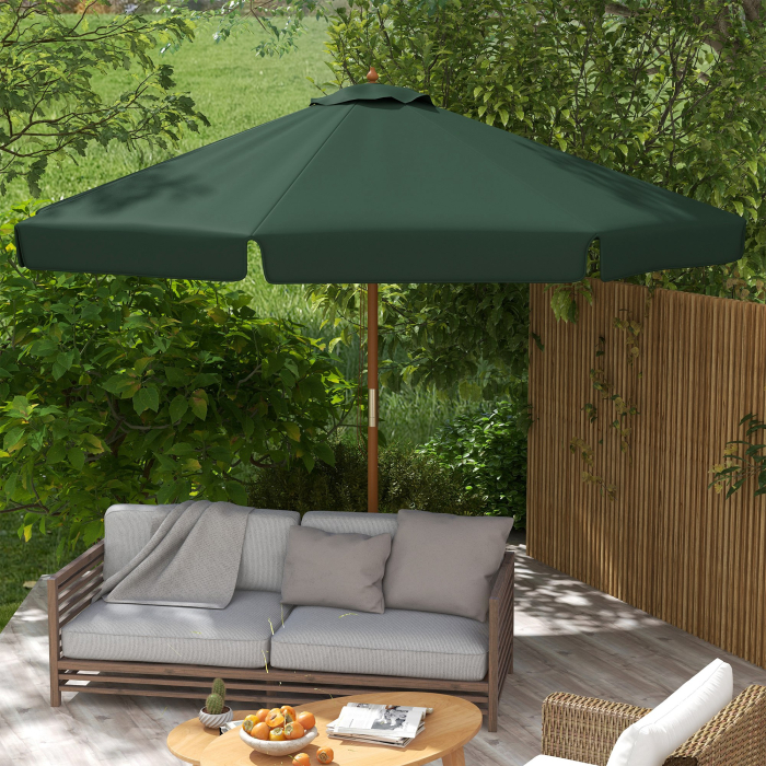  Umbrela de Gradina cu Corzi, Deschidere Reglabila si Orificii de Ventilatie, Ø325x250 cm, Verde [9]