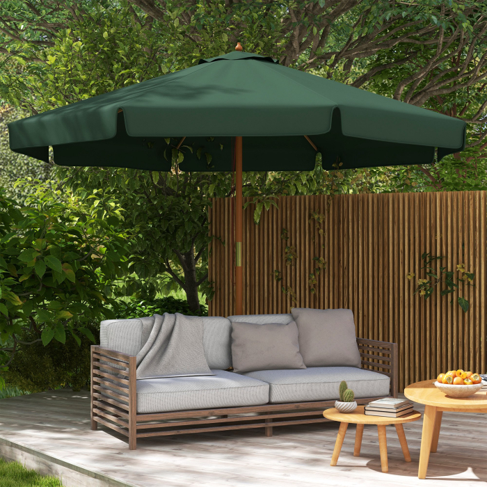  Umbrela de Gradina cu Corzi, Deschidere Reglabila si Orificii de Ventilatie, Ø325x250 cm, Verde [2]