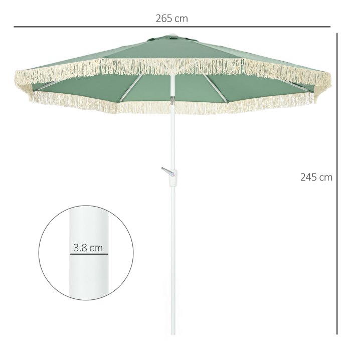  Umbrela de Gradina cu Manivela, inclinabila, tija din 2 sectiuni, poliester si metal, 2.6x2.4 m, verde [3]