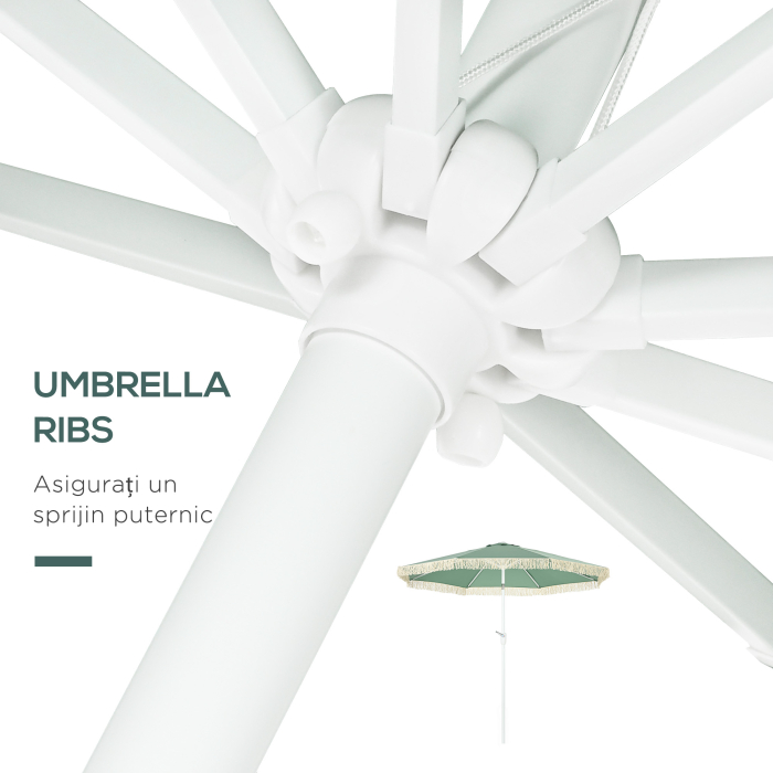  Umbrela de Gradina cu Manivela, inclinabila, tija din 2 sectiuni, poliester si metal, 2.6x2.4 m, verde [7]