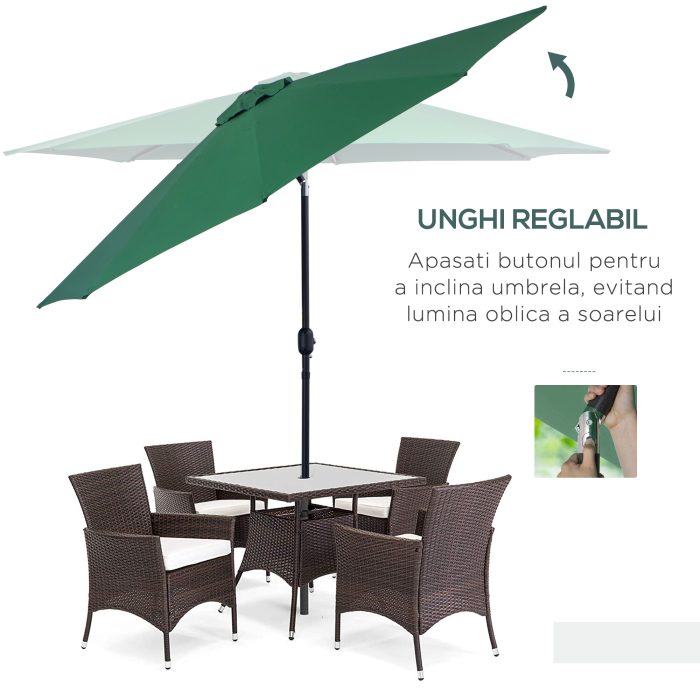  Umbrela de Gradina cu Manivela si Inclinabila Φ300x245cm [4]