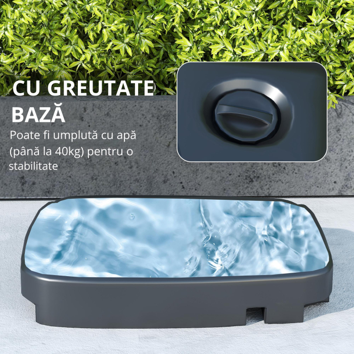  Umbrela de Gradina Decentrata 2.5x2.5 m cu Baza Umpluta, Manivela si Cap Reglabil, Bej [6]