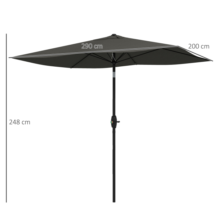  Umbrela de gradina dreptunghiulara 2x3 m, inclinabila cu deschidere manuala, gri [3]