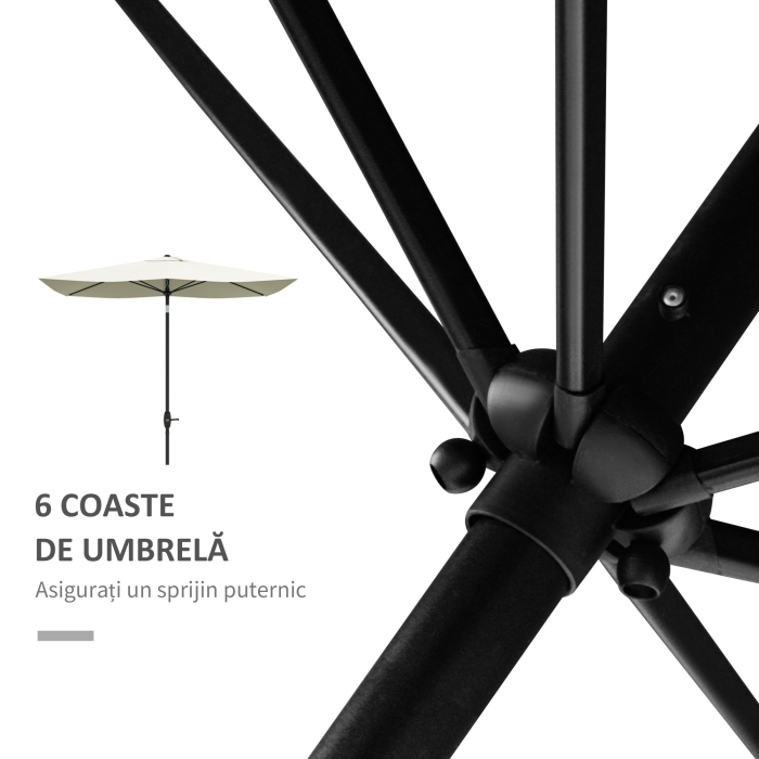  Umbrela de Gradina Dreptunghiulara UV 50 cu Deschidere cu Manivela si inclinare Reglabila, 200x300 cm, Bej [6]