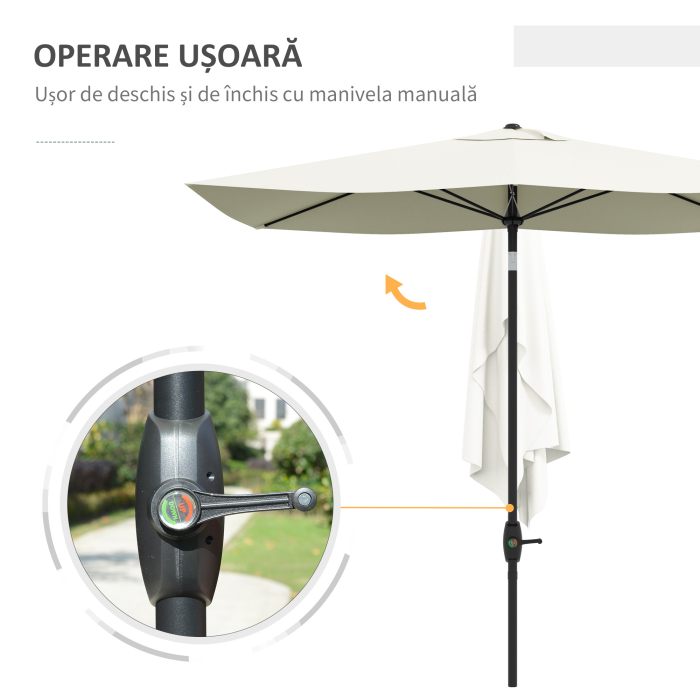  Umbrela de Gradina Dreptunghiulara UV 50 cu Deschidere cu Manivela si inclinare Reglabila, 200x300 cm, Bej [5]