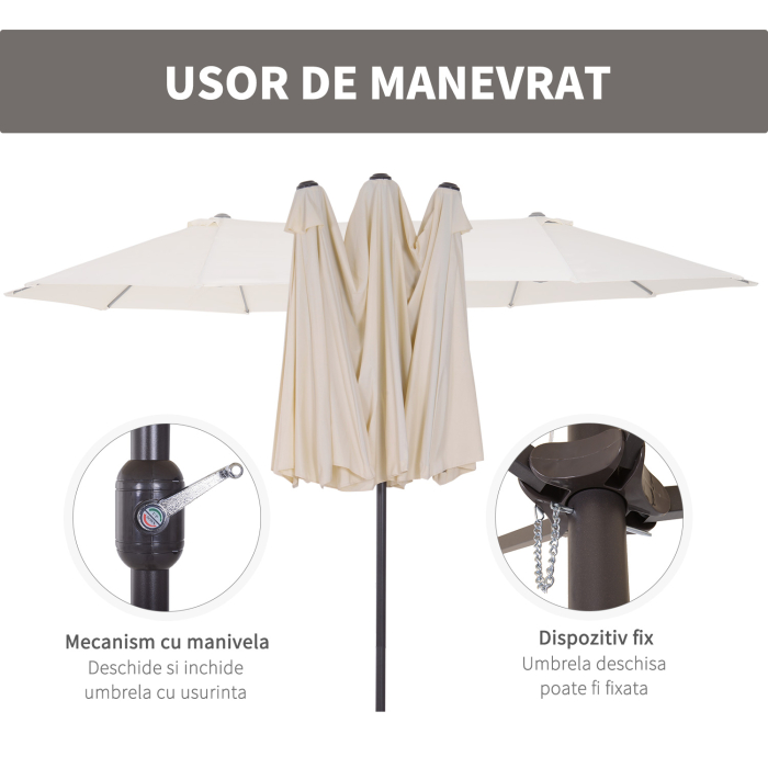  Umbrela de Gradina Impermeabila si Anti-UV Bej, 460x270x240cm [5]
