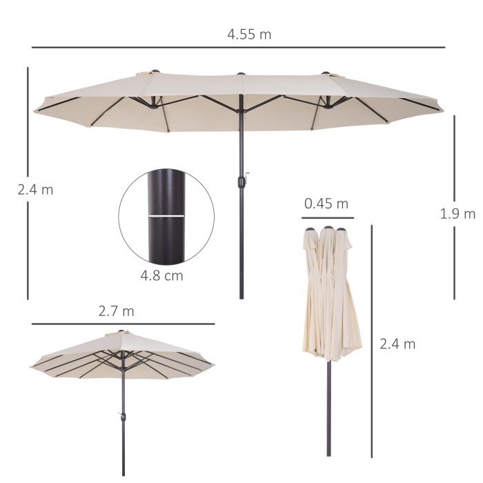  Umbrela de Gradina Impermeabila si Anti-UV Bej, 460x270x240cm [3]