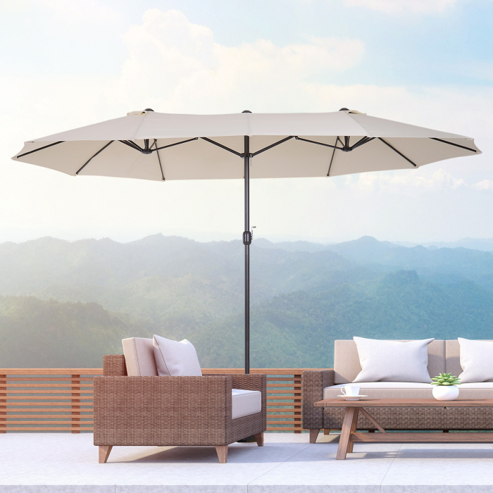  Umbrela de Gradina Impermeabila si Anti-UV Bej, 460x270x240cm [2]