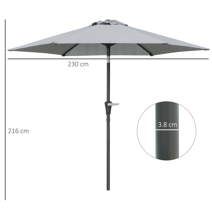  Umbrela de gradina inclinabila, 2.3x2m, cu deschidere cu manivela si 6 spite, gri [3]