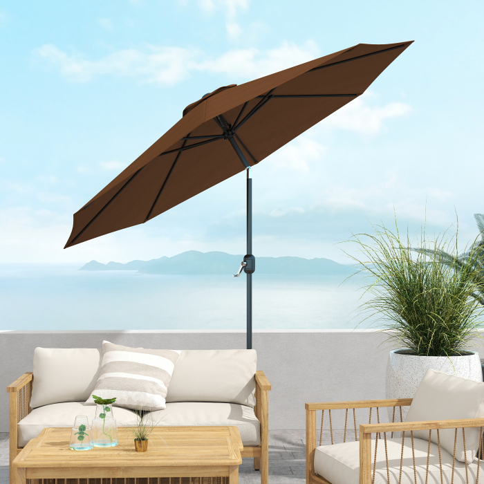  Umbrela de Gradina Inclinabila 3x2.45m in Poliester Impermeabil, Cafea [2]
