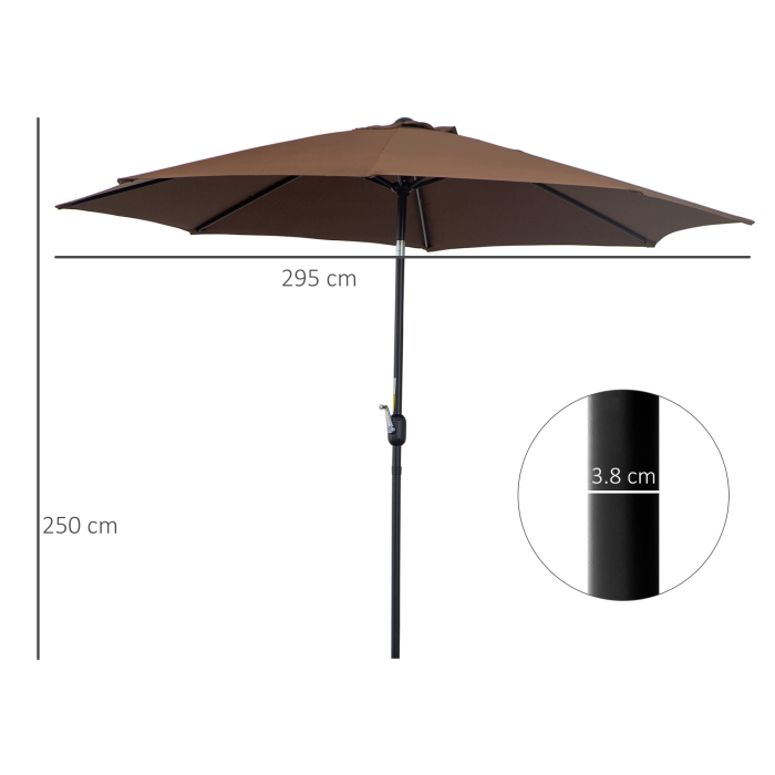  Umbrela de Gradina Inclinabila 3x2.45m in Poliester Impermeabil, Cafea [3]