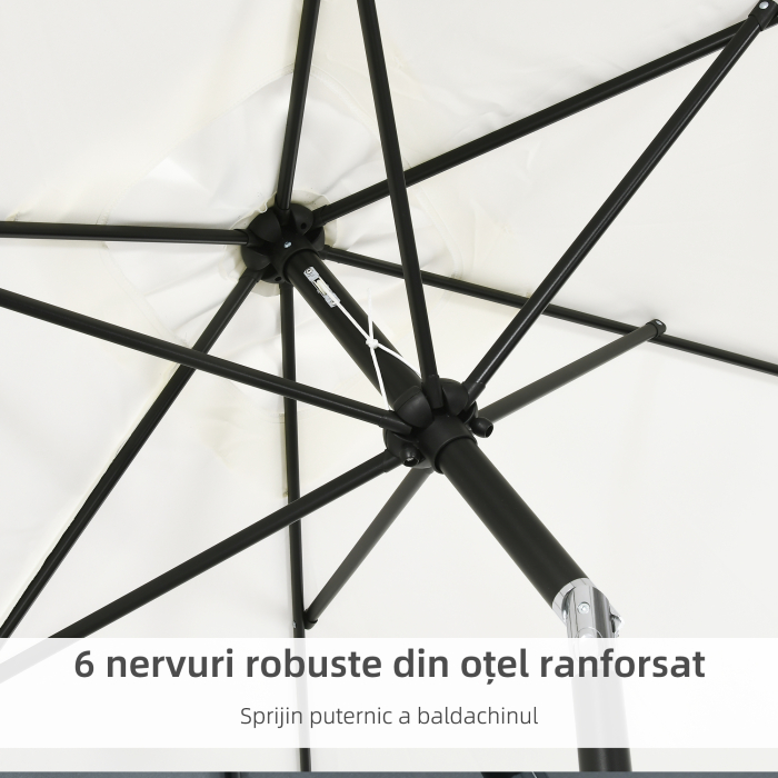  Umbrela de Gradina inclinabila cu Manivela si 6 Spiţe, 2x3 m, Alb Crem [7]