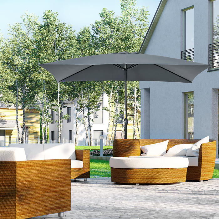  Umbrela de Gradina inclinabila cu Manivela si 6 Spiţe, 2x3 m, Gri inchis [2]