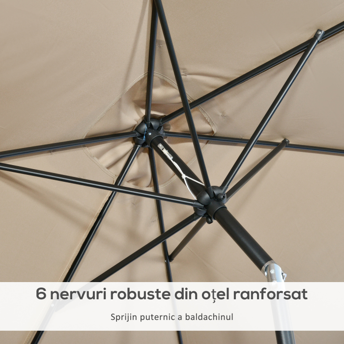  Umbrela de Gradina inclinabila cu Manivela si 6 Spiţe, 2x3 m, Gri inchis [6]