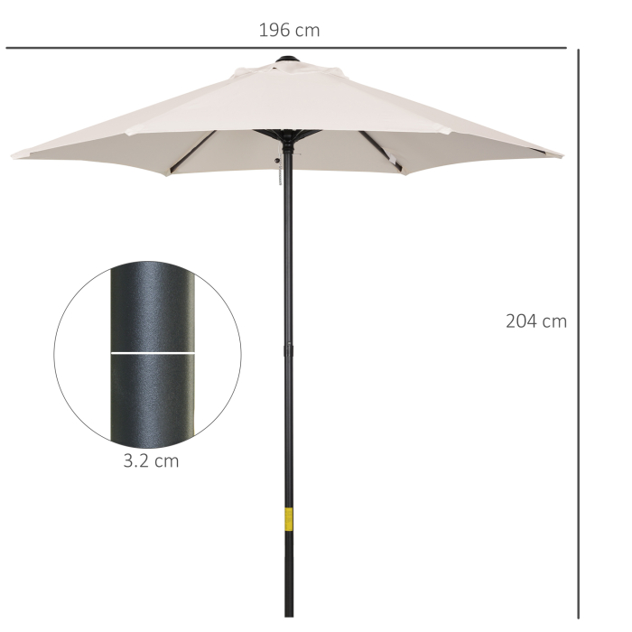  Umbrela de Gradina inclinabila cu Orificii de Ventilatie si 6 Spite din Aluminiu, 2x2 m, Alb Crem [3]