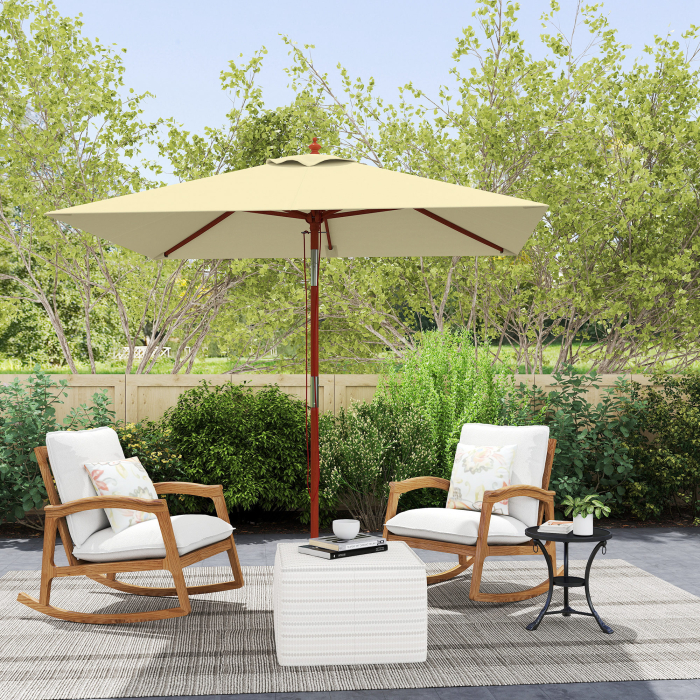  Umbrela de Gradina inclinabila cu Sistem cu snur si Orificiu de Ventilatie, 200x150x235 cm, Bej [8]