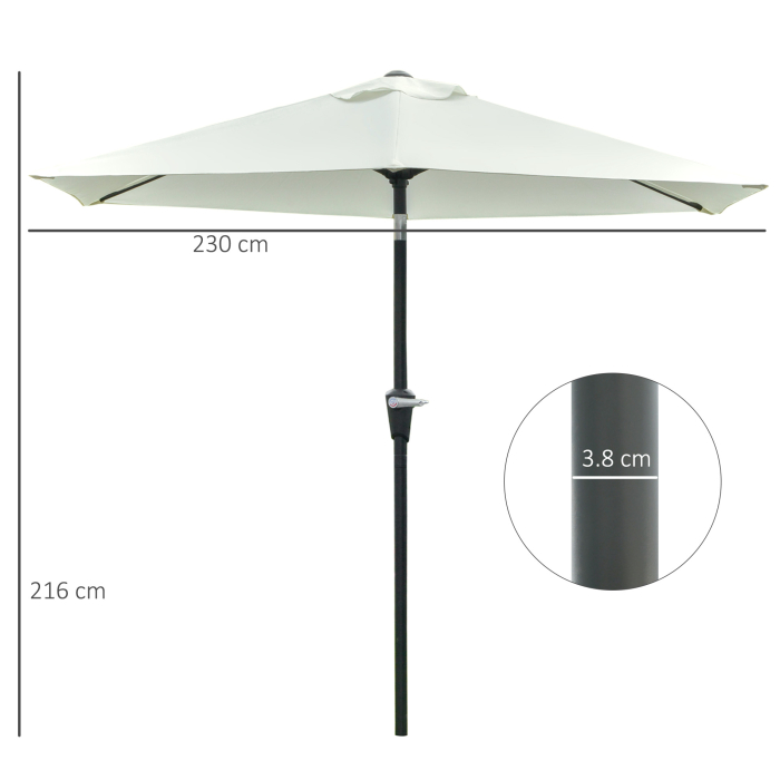  Umbrela de Gradina Reglabila cu manivela din otel , Alb Crem Φ230cm [3]