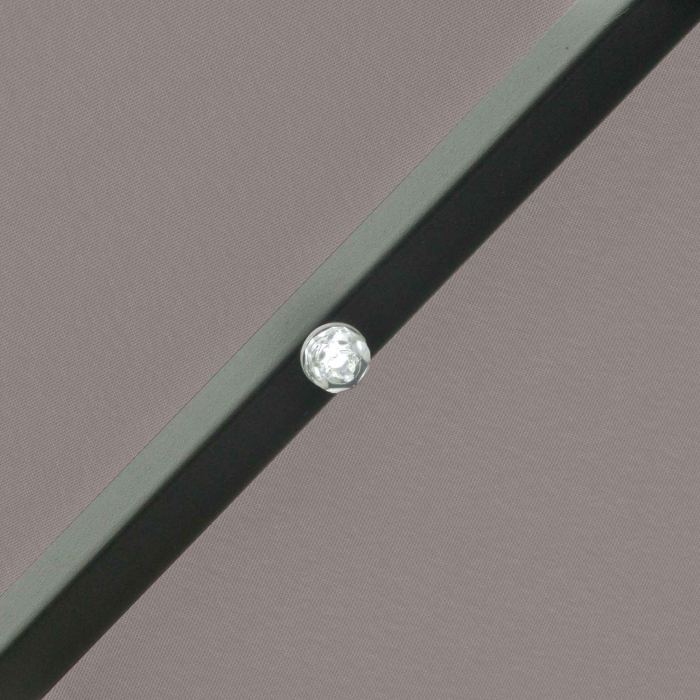  Umbrela de Gradina Reglabila Ø265 cm cu 32 Lumini LED Solare si Manivela, Umbrela de Exterior cu 8 Bare de Sprijin, din Otel, Poliester, pentru Terasa, Curte, Balcon, Gri [8]