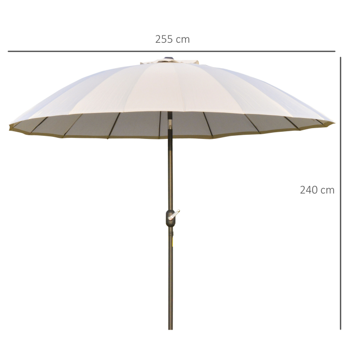  Umbrela de Gradina sau Terasa cu manivela Ф255cm Reglabila, Crem Alb [3]