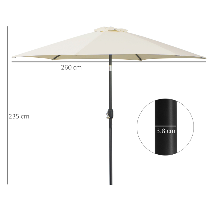  Umbrela de Gradina si Plaja Inclinabila Aluminiu si Poliester Alb Φ2.6×2.35m [3]