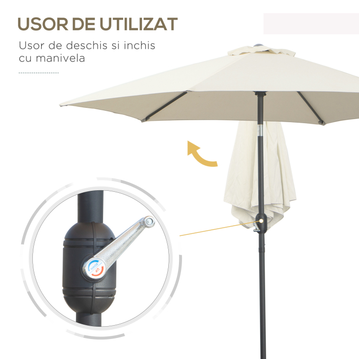  Umbrela de Gradina si Plaja Inclinabila Aluminiu si Poliester Alb Φ2.6×2.35m [4]