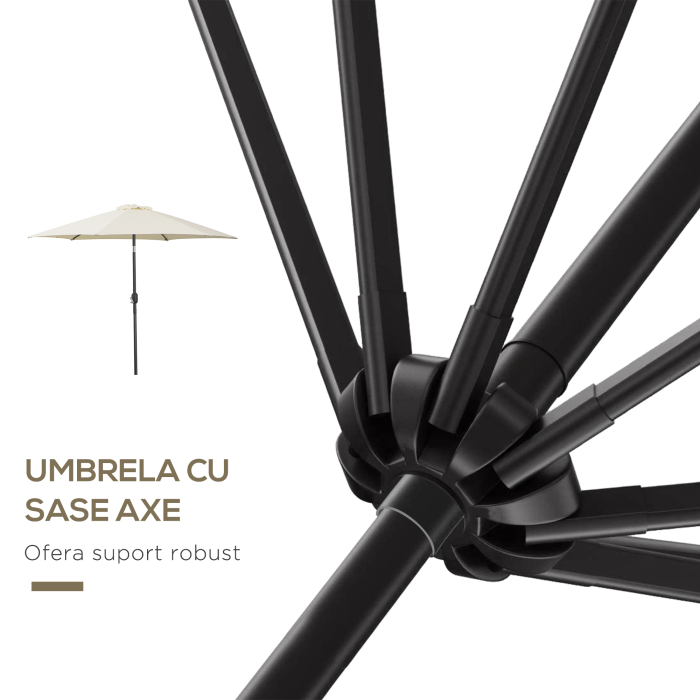  Umbrela de Gradina si Plaja Inclinabila Aluminiu si Poliester Alb Φ2.6×2.35m [8]