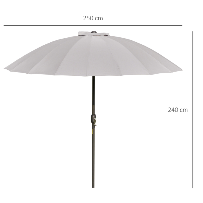 Umbrela de Gradina si Terasa 2,5x2,5 m cu Manivela, 18 Spite si inclinabila, Gri [3]