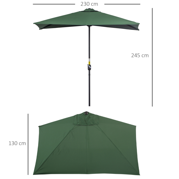  Umbrela de perete in forma de semiluna, economisitoare de spatiu, cu deschidere prin manivela, verde [3]