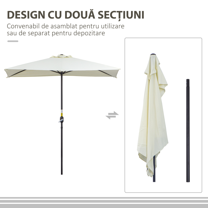  Umbrela de perete semiluna economisitoare de spatiu, cu deschidere manuala, bej [4]