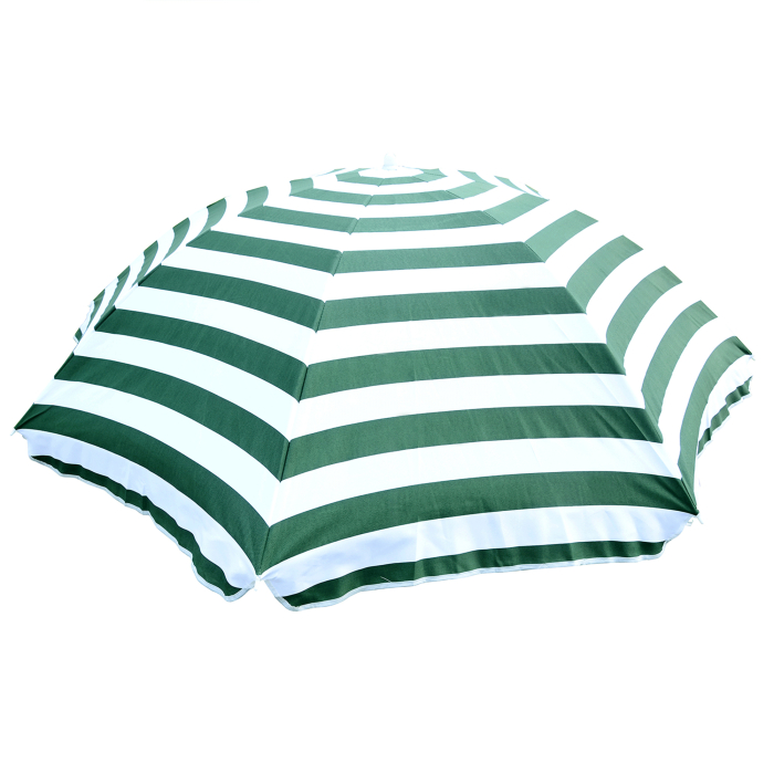  Umbrela de Plaja cu Acoperis inclinabil la 45°, Ø1.8x2 m, Verde si Alb [8]