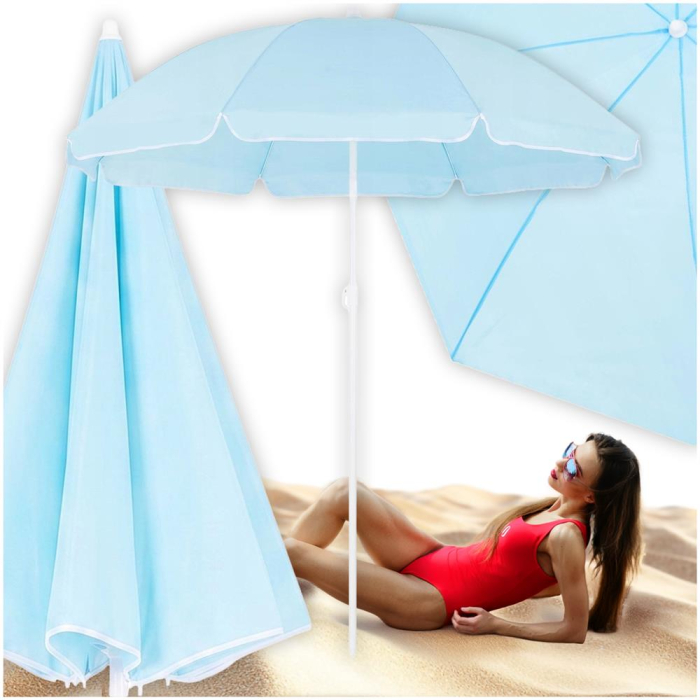 Umbrela de plaja pliabila cu inclinare reglabila, UPF 50+, cu husa transport, 160 cm, albastru [3]