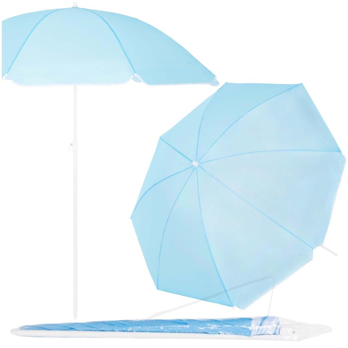 Umbrela de plaja pliabila cu inclinare reglabila, UPF 50+, cu husa transport, 160 cm, albastru [4]